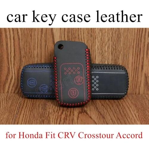 Only Red big promotion Car key cover car key case Hand sewing car styling Genuine leather fit for Honda Fit CRV Crosstour Accord