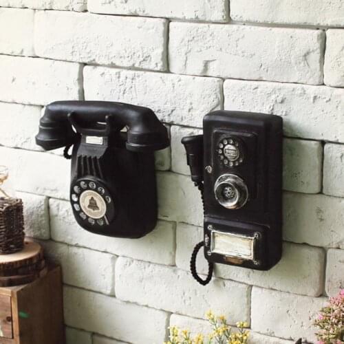 Vintage Shabby Wall Mount Telephone Craft Art Bar Club Ornament Home Decoration