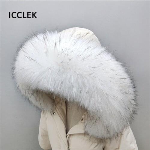 Women Imitation Fur Collar Faux Raccoon Fur Scarf Down Jacket Hood Trim Ladies Fake Fur Scarves Winter Coat Fur Collar