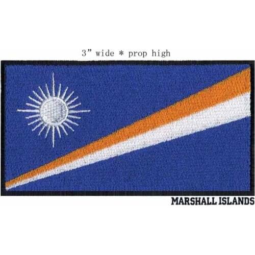 3" wide Marshall Islands embroidery flag patch for custom embroidered patch/bag/white light lines