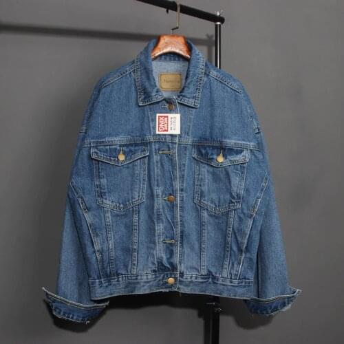 Autumn Washed Blue Denim Jacket Loose Vintage Women Clothing Spring 2021 Korean Long Sleeve Jaqueta Feminina Casual Jeans Jacket