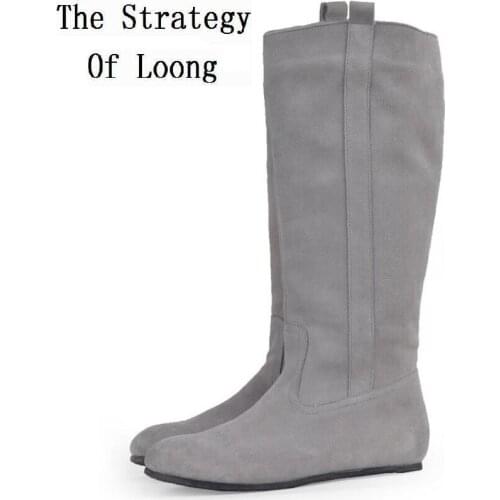 Women Full Genuine Leather Flat Heels Knight Boots Spring Autumn Lady Vintage Knee High All Real Leather Long Boots 20180607