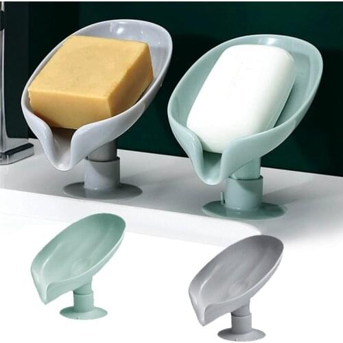 1/2PCS Bathroom Soap Holder Leaf Shaped Soaps Box Drain Storage Tray Suction Cup Soap Dishes Portable Bathroom Accessories