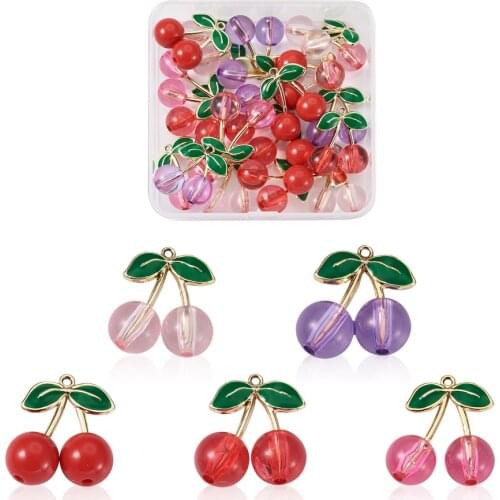 30pcs/box Alloy Enamel Pendants, Mixed Shapes, Mixed Color, 22~28x8~22mm, Hole: 1.4~2mm, Containers: 74x72x17mm