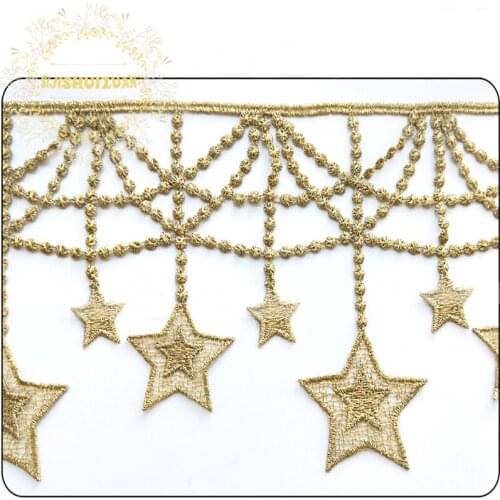 14.5CM WIDE water-soluble gold COLOR lace embroidery DIY wedding dress, skirt, headgear, garment accessories 1yard=91cm JB55