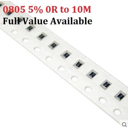 100pcs 0805 5% SMD Chip Resistor kit 0R-10M 10K ohm 10R 100R 470R 330R 1K 2.2K 10K 100K 0R 1R 2./3/4/5/6/7/8/9/K/R 220 ohm