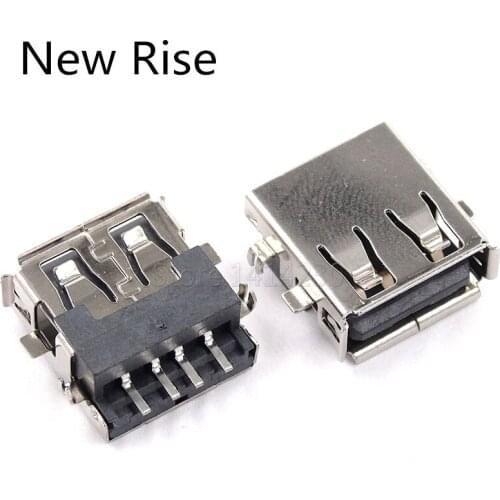 100Pcs USB 2.0 Type A Female Socket SMT 180 Degrees 4PINS Black SMD USB Connector AF 4Pins