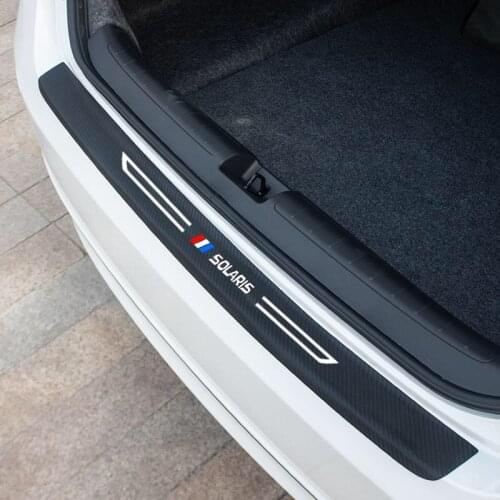 2019 Hyundai Solaris car trunk carbon leather protection decal car rear bumper sticker fiber pattern protection sticker