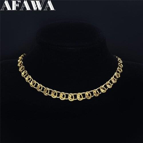 2021 Fashion Stainless Steel Necklaces & Pendants for Women Gold Color Choker Necklaces Jewelry collares de moda NXS02