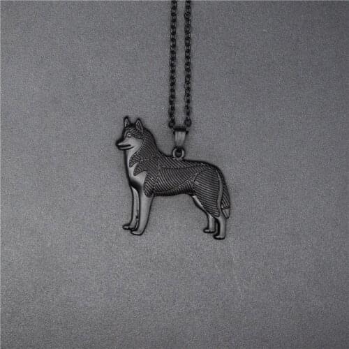 3 Colors New Siberian Husky Charm Necklace Trendy Metal Dog Jewellery Siberian Husky Pendant Necklace Women