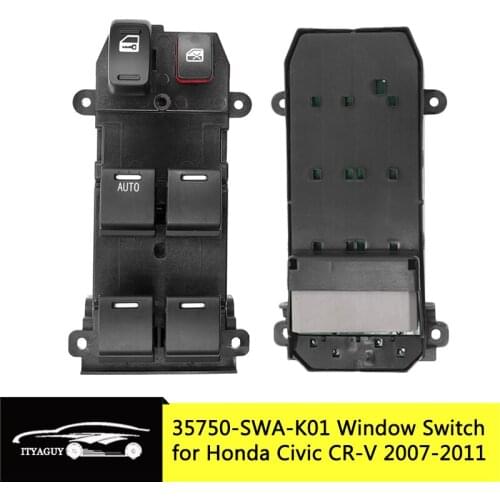 35750-SWA-K01 Front Left Driving Electric Power Lifter Window Control Switch Button for Honda Civic CR-V 2007-2011 35750SWAK01