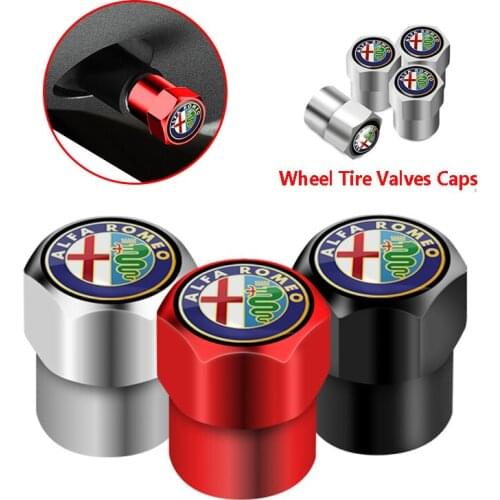 4Pcs 3D Metal Car Wheel Tire Valves Caps Waterproof Dustproof Valve Caps For Alfa Romeo Giulia Spider GT Mito 156 159 Stelvio