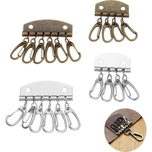 5pcs DIY Key Holders Sewing Key Holders 4- 6 Hooks Patchwork Sewing DIY Accessories Key Chain Ring Keyfob Ring