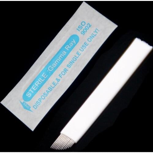 50pcs microblading permanent make up manual eyebrow tattoo curved blades needles white 12 pin needle baldes for eyebrow beauty