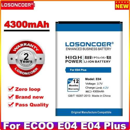 LOSONCOER 4300mAh E04 Battery for ECOO E04 / ECOO E04 Plus Bluboo X6 Mobile Phone Batteries