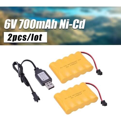 2pcs 4.8V 6V 7.2V 9.6V 700mAh Ni-Cd AA Battery Pack Rechargeable For Remote Control Electric Car Toys SM-2P Plug Nicd Battery