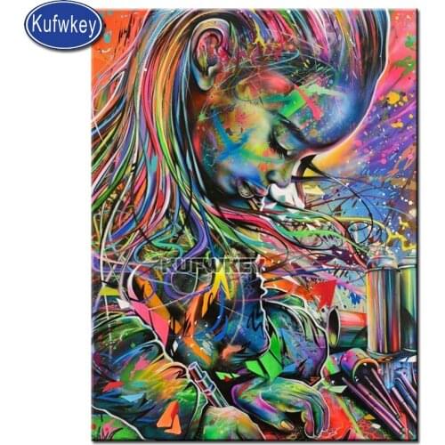 3d painting diamond full square round diamond painting sexy Graffiti woman diamond embroidery abstract lady diamond mosaic art