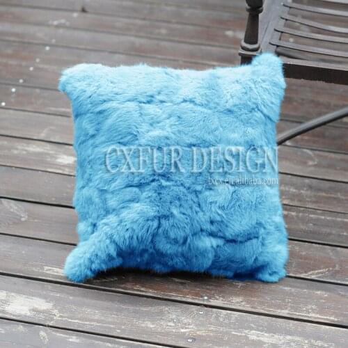 Free Shipping CX-D-28D 45x45cm Fashion Seat Cushion Rabbit Fur Sofa Pillow Fur Cushion Cover