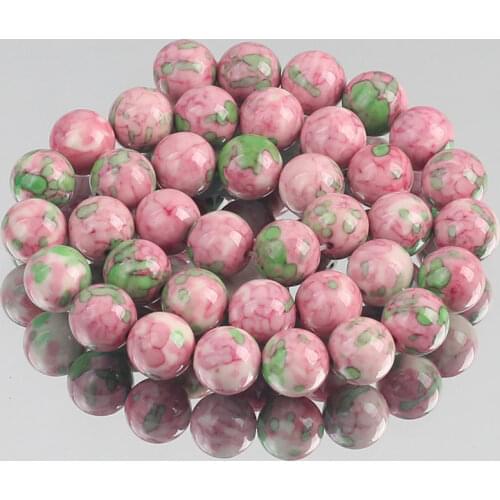 Natural Stone Pink Green Colorful Rain Jaspers Round Loose Beads for Jewelry Making DIY Woman Bracelet Necklace 4/6/8/10/12mm
