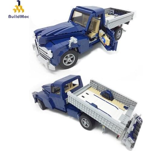 Buildmoc Technical Peugeot 203 Plateau Off-road Vehicle City Pickup Truck Modular Truck Building Block Model Children Toy Gift
