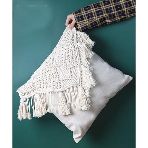 Hand made Cotton crochet pillow cushion cover Square Bohemian Boho pillow sofa room decoration dropshipping 45X45cm