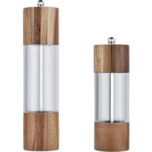 Grinder And Pepper Mill 8 Inches Manual Salt Set And Wooden Shakers Adjustable