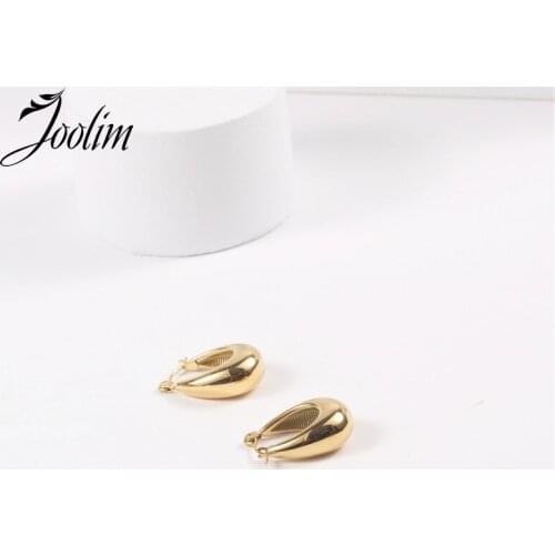 Joolim High End PVD Plated Small Oval Drop Shape Hoop Earring Drop Shipping Supplier