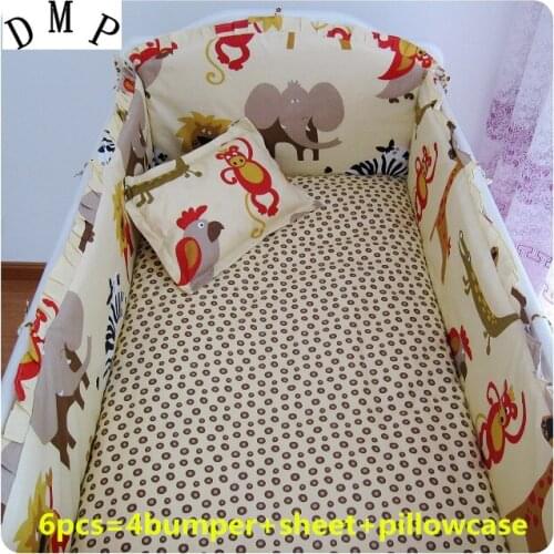 6PCS Baby Crib Cot Bedding Set,kit berço Crib Bumper protetor de berco (4bumpers+sheet+pillow cover)