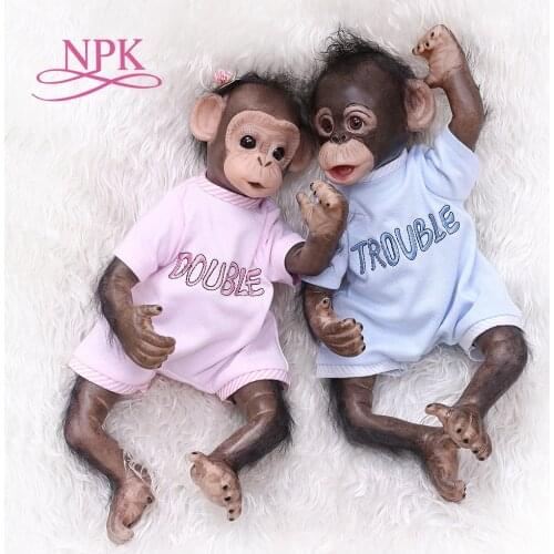 New 40CM handmade detailed painting job reborn baby Monkey orangutans in black collectible art high quality doll