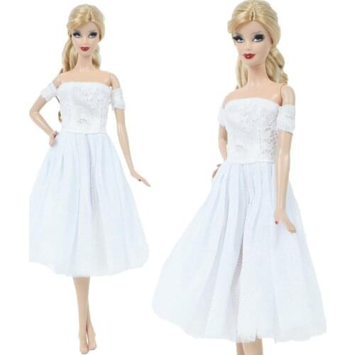 Fashion White Dress Daily Casual Wear Bride Skirt Beautiful Evening Gown Elegant Princess Outfit Clothes for Barbie Doll Toy