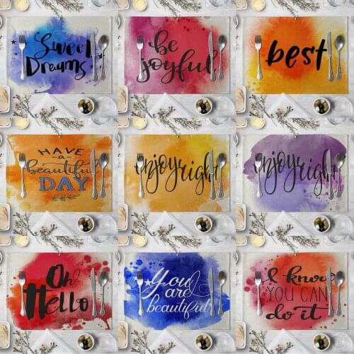 Fashion Print Rectangle Cotton Linen Western Style Table Pad Cut Mats Placemat for Dinner Kitchen Table 40x30cm