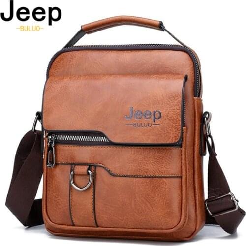 JEEP BULUO Luxury Brand Men Crossbody Messenger Bags Business Casual Handbag Male PU Shoulder Bag Large Capacity