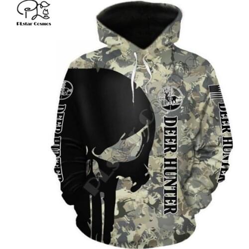 PLstar Cosmos Deer Hunting Animal Hunter Tattoo Camo Men/Women Tracksuit Harajuku Streetwear 3DPrint Zip/Hoodies/Sweatshirts S12