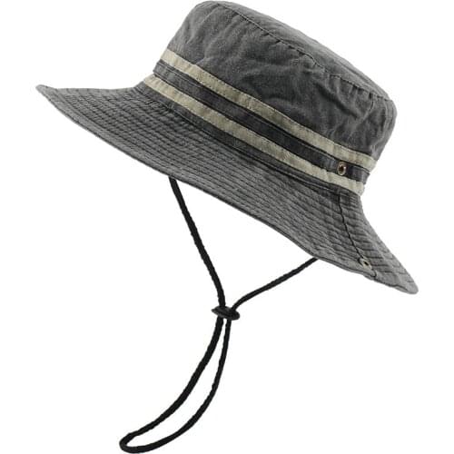 New High Quality Washed Cotton Mens Bucket Hat Boonie Hat Cap Womens Mens Striped Design Sun Hats Hiking Camping Hat
