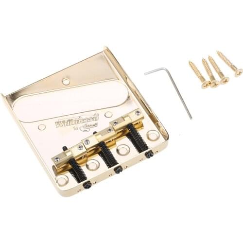 Wilkinson WTB Ashtray Brass Compensated 3-Saddles Bridge for Telecaster Tele Guitar, Gold