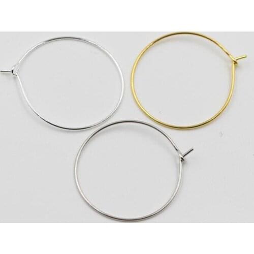 1 Pack Gold/Rhodium/KC Gold Color Ear Wire Hook 20 25 30 35mm Diameter Earring Hoops Findings for DIY Jewelry Making