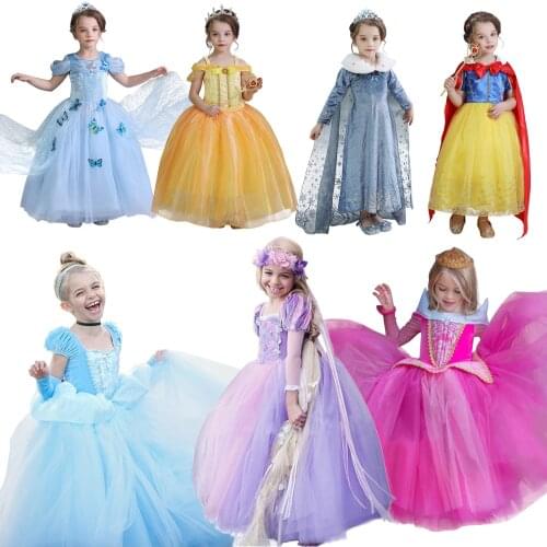 Girl Princess Dress Cosplay Costume Birthday Kids Dresses for Girls Carnival Party Children Vestidos Halloween Gown Dress Up