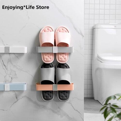 Family Space Saving Self Adhesive Wall Mounted Shoe box Holder Hanging Organizer Slippers Sneakers Storage Rack Accessories Tool