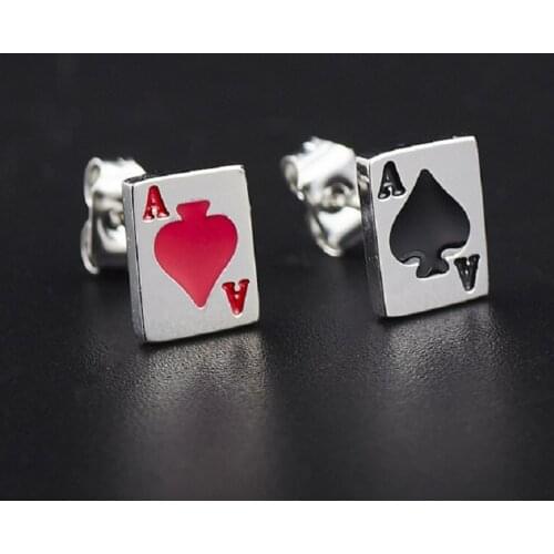 Lucky Poker Peach Heart Studs Earring Mini Titanium Steel Studs Earrings Street Mens Women Gothic Trendy Punk Hip Hop Jewellery