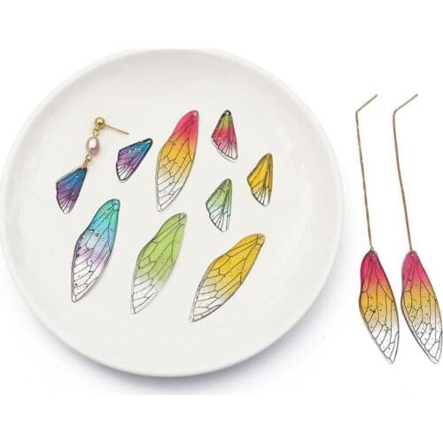 2Pcs/set (1big+1small) Handmade Fairy Simulated Dragonfly Vivid Wings DIY Pendant Earrings Jewelry Findings Making