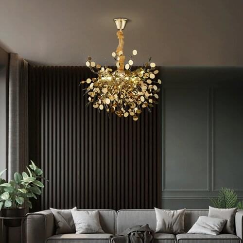 Modern Branch chandelier lighting DIY Nordic design Gold stainless chain lamp living room dining room bedroom led light fixtures