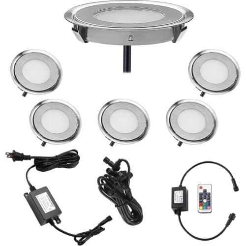 6PCS 58 mm LED Deck Lights 0.5W 7LM SMD3350 EU/US/UK/AU Plug for Outdoor Garden Pathway Decor Underground Waterproof Spotlight