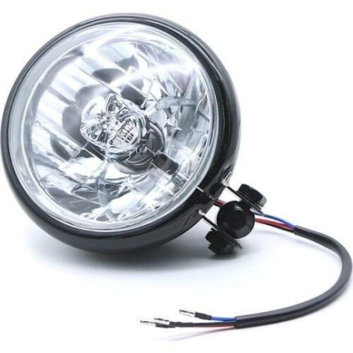 Universal High /Low Beam Headlight Retro Skull Round Motorcycle Head Light Lamp For Harley Honda Kawasaki Suzuki Yamaha Custom