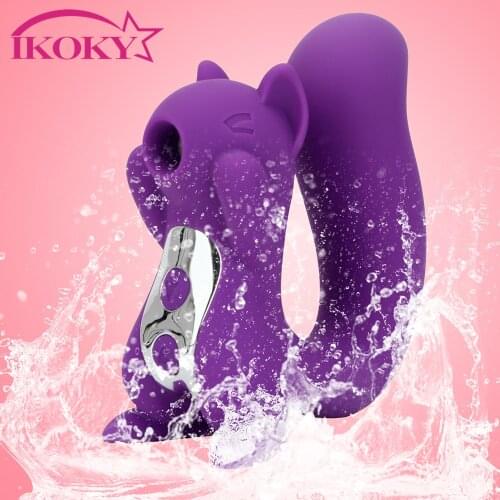 IKOKY Squirrel Sucking Vibrator Vacuum Stimulator Clitoris Sucker 10 Frequency Tongue Licking Nipple Sucking Vibration