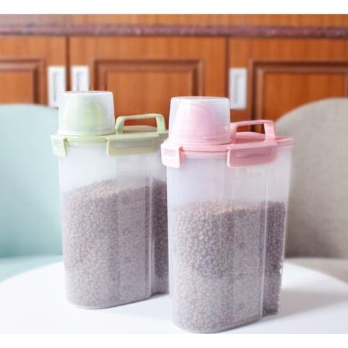 Pet Food Storage Bucket Sealed Moisture-Proof Box Portable Multipurpose Easy Pour Dogs Cats Food Measuring Cup Pet Accessories