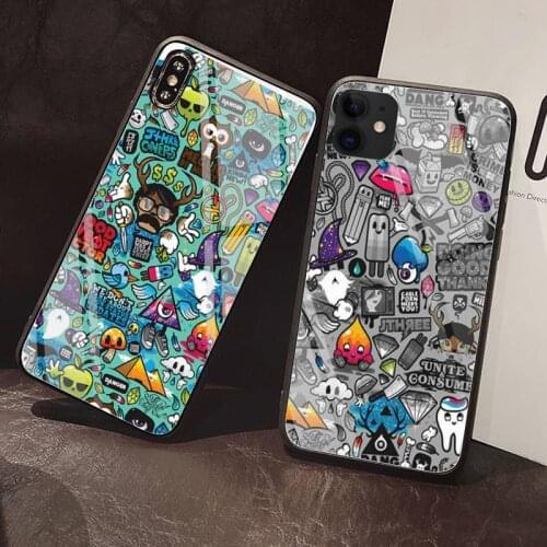 Fun cartoon puzzle Phone Case Tempered Glass For iPhone 12 Pro Max Mini 11 Pro XR XS MAX 8 X 7 6S 6 Plus SE 2020 case