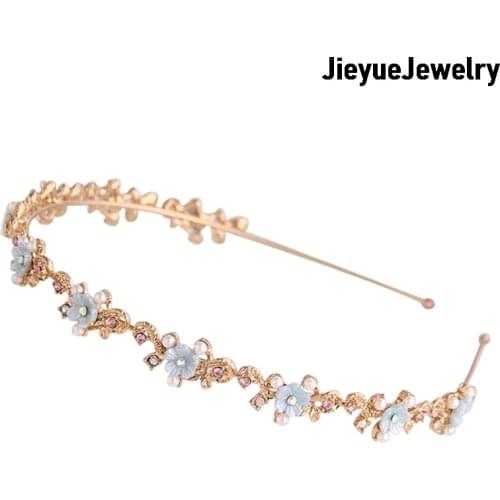 Pearl Rhinestone Flower Dripping Oil Headbands Headdress Hairband Ladies Bridal Wedding Headband Fashion Hair Accessories