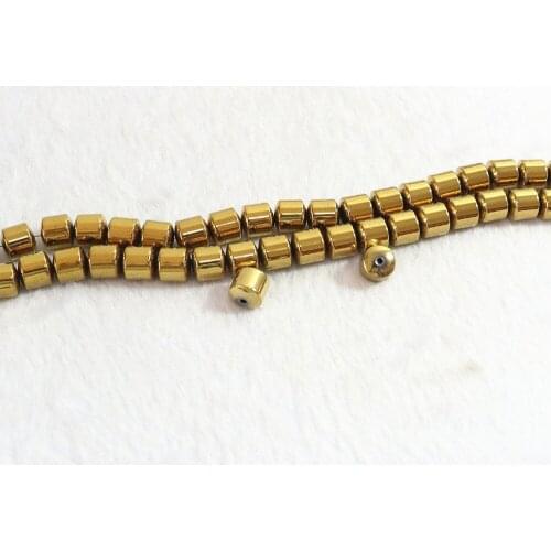 Gold-color Hematite Stone Natural Fashion New 10X10mm Column&tube Shape Loose Beads 15 Inches B197