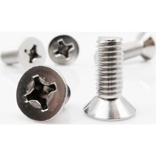 1/5/10/25pcs M3 M4 M5 M6 M8 GB819 A2-70 304 Stainless Steel Cross Phillips Flat Countersunk Head Screw Bolt Length=3-100mm