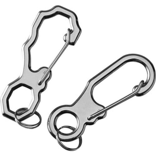 1PC Carabiner Stainless Steel Key Chain Carabiners Hook Spring Snap Clip Hooks Keychain climbing equipment Anti-Loss